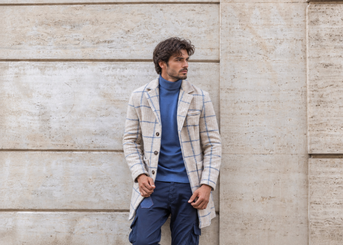 Ritratto urbano in beige e blu